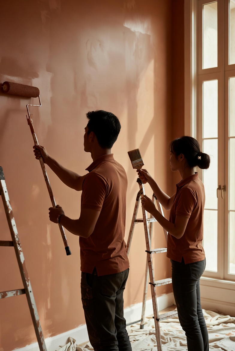 Professional painter at work in Singapore